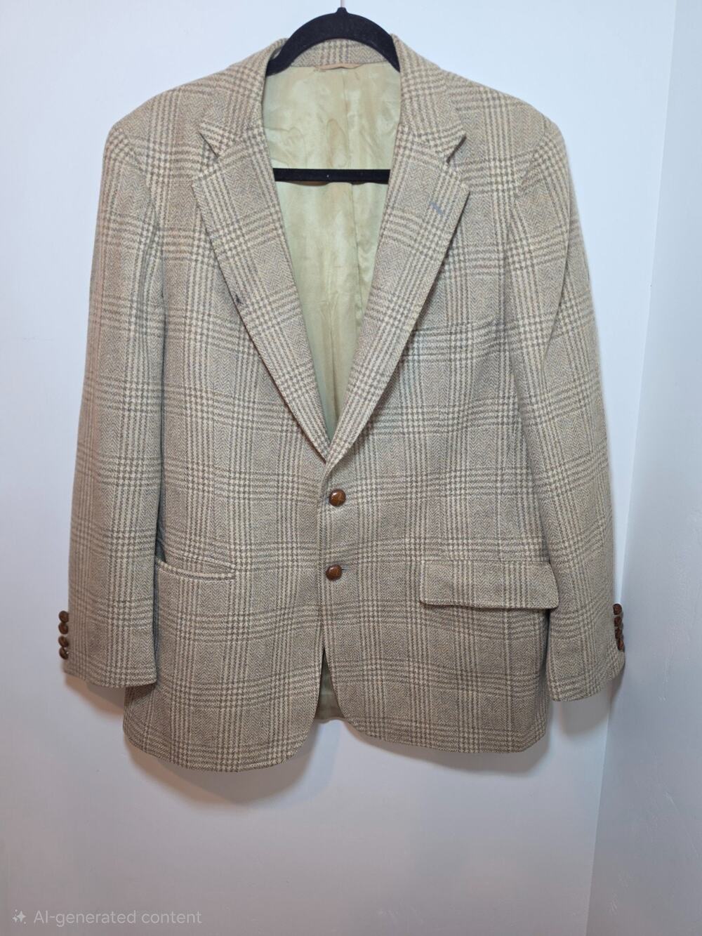Vtg Chaps Ralph Lauren Tan Scottish Camel Hair Sport Coat Blazer 40S